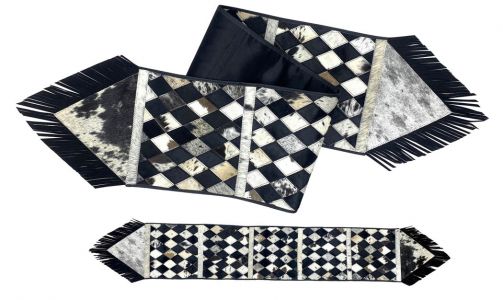 Hair on Cowhide Table Runners with diamond pattern